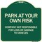 Signmission Company Not Responsible for Loss or Damage to Vehicles Heavy-Gauge Alum, 18" x 18", G-1818-24243 A-DES-G-1818-24243 - alternate 1